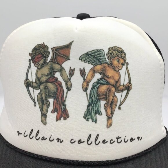 Vintage Nissin Villain Collection Trucker Hat Angel Devil Good Evil Snapback Cap - Picture 2 of 8